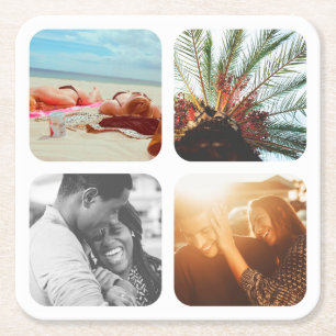 Paper Coasters 4 Photo Template Grid Rounded
