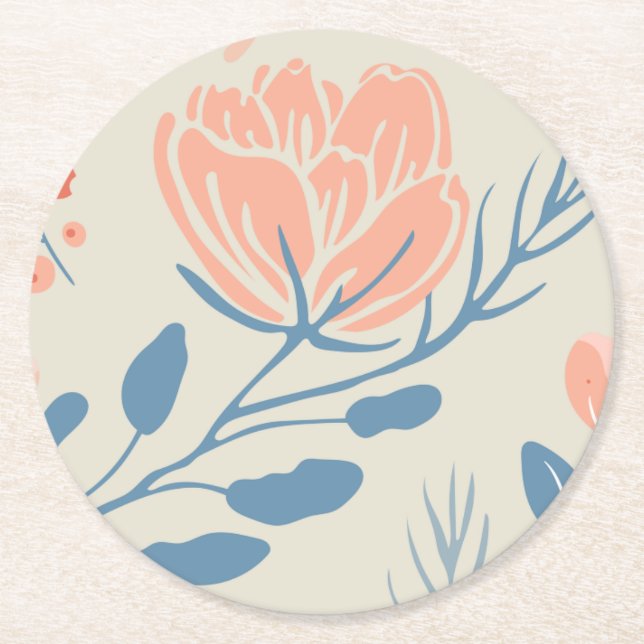 Paper Coasters - Elegant pink and blue design (Front)
