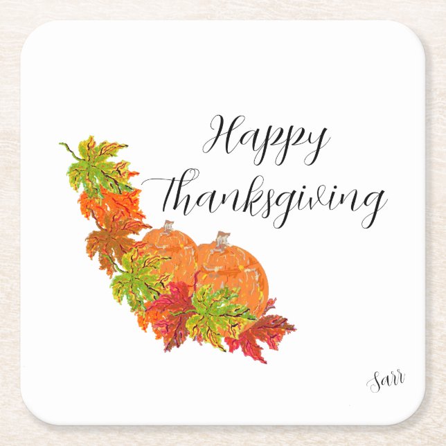 Paper Coasters : Happy Thanksgiving (Front)