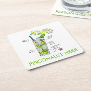 PAPER COASTERS - MOJITO RECIPE COCKTAIL ART
