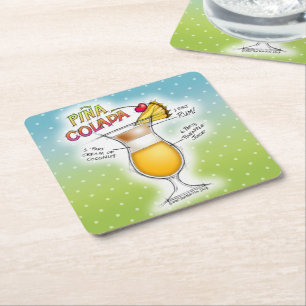 PAPER COASTERS - PINA COLADA RECIPE COCKTAIL ART