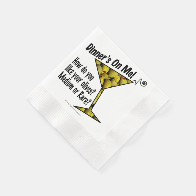 PAPER COCKTAIL NAPKIN, MEDIUM, RARE MARTINI OLIVES NAPKINS (Corner)
