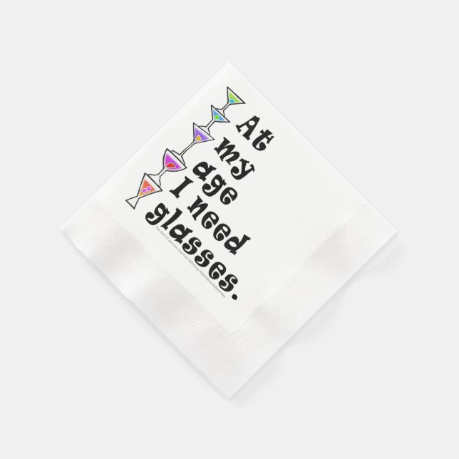 PAPER COCKTAIL NAPKINS - At My Age I Need GLASSES (Corner)