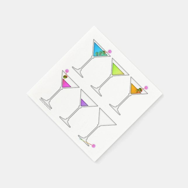 PAPER COCKTAIL NAPKINS - DISAPPEARING MARTINI (Corner)