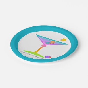 PAPER COCKTAIL NAPKINS - RAINBOW MARTINI GLASS PLATES