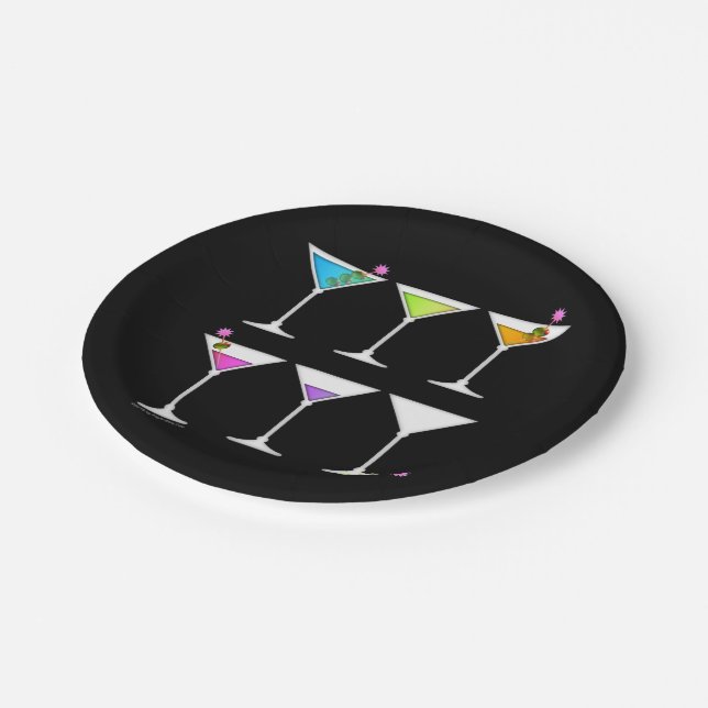 PAPER COCKTAIL PLATES - DISAPPEARING MARTINIS (Angled)