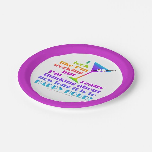 PAPER COCKTAIL PLATES - HAPPY HOUR MARTINI GLASS (Angled)