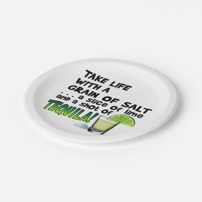 PAPER COCKTAIL PLATES - LIFE, LIME, SALT, TEQUILA! (Angled)