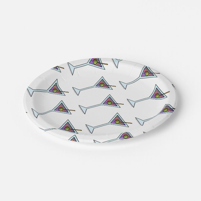 Paper Cocktail Plates - MARTINI DESIGN (Angled)