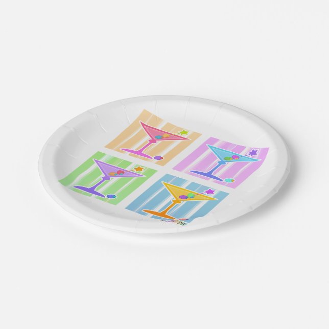 PAPER COCKTAIL PLATES - PASTEL MARTINIS (Angled)