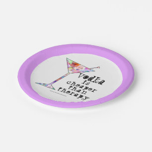PAPER COCKTAIL PLATES, VODKA, CHEAPER THAN THERAPY PLATES