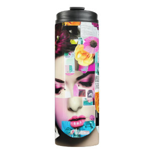 Paper Collage Style Art Vintage Pretty Woman Thermal Tumbler