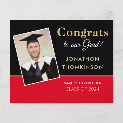 PAPER Congrats Grad Photo Gold Black Red 2024