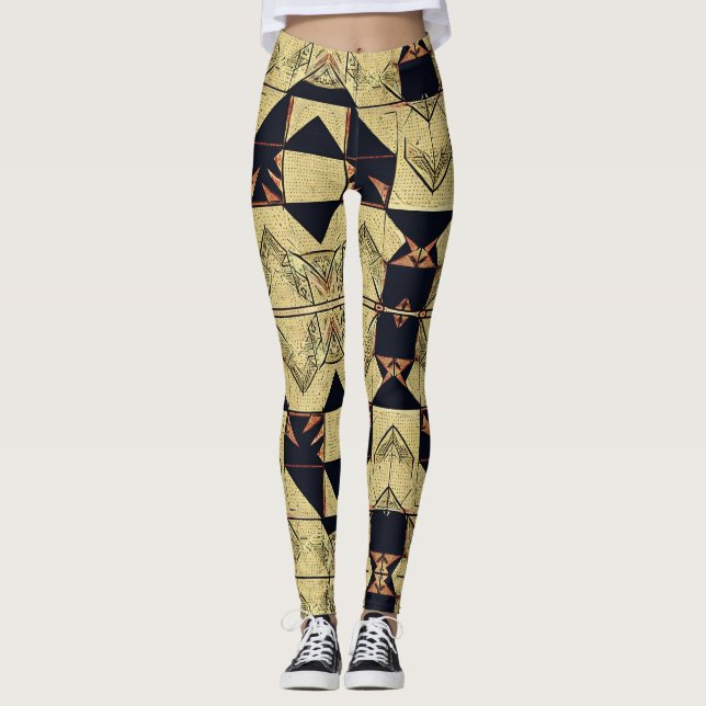 Paper Crane Beige and Black Leggings (Front)