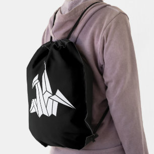 Paper Crane Drawstring Bag