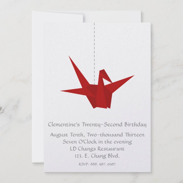 PAPER CRANE INVITATATION INVITATION (Front)