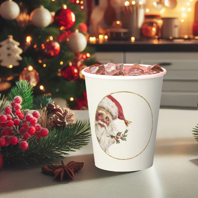 Paper cup (Christmas cups, vintage santa cups, Christmas coffee cups)