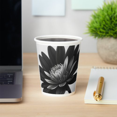 Paper Cup Black White Floral Party Coffee Modern