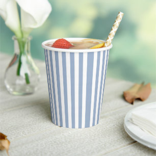 Paper Cup Blue & White Stripe