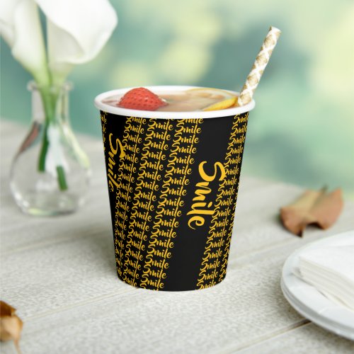 Paper Cup Burnt Yellow Smile Black
