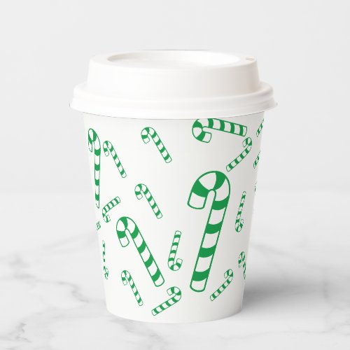 Paper Cup _ Candy Canes in Green