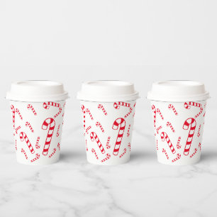 Paper Cup - Candy Canes in Red