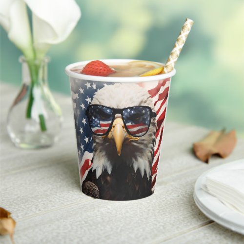 Paper Cup _ Eagle in sunglasses American Flag