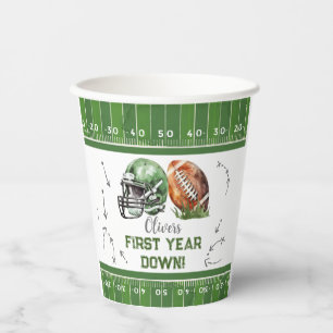 Paper cup Football Birthday Decor, First Year Down