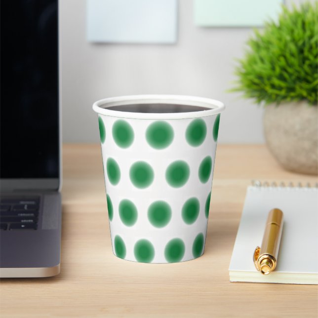 Paper Cup - Green Dots with Diffused Edges (Insitu)