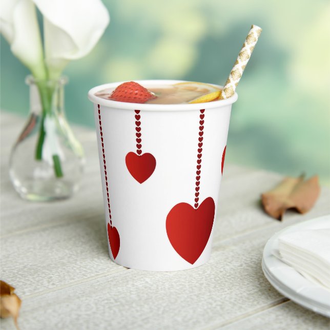 Paper Cup Happy Valentine's Day Red Hearts (Insitu)