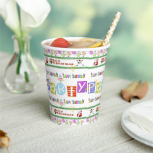 Paper Cup Merry Christmas Happy Birthday
