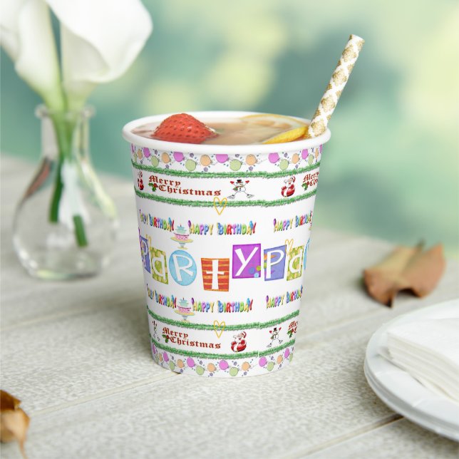 Paper Cup Merry Christmas Happy Birthday (Insitu)