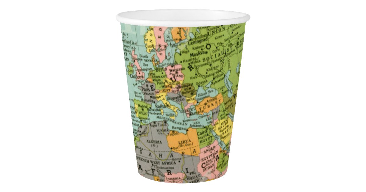 Paper Cup - Multicolor World Map | Zazzle