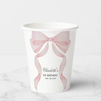 Paper cup Pink Bow Girls Birthday