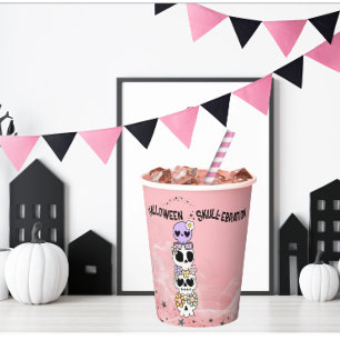 Paper Cup Pink Halloween Skull-ebrations