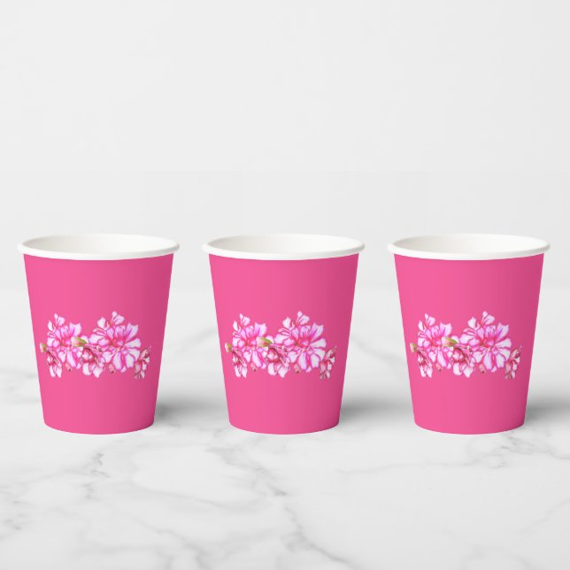 Paper Cup - Pink Stripped Geraniums (Multi)