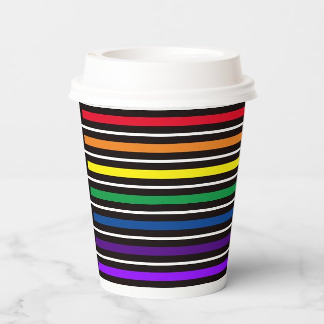 Paper Cup - Rainbow Colored Bars (Back)