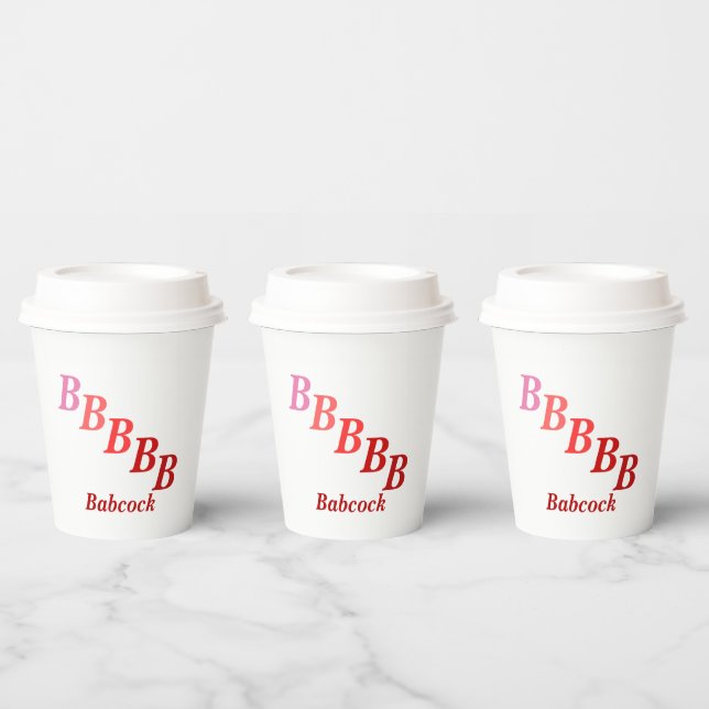 Paper Cup - Shaded Initials, Name in Reds (Multi)