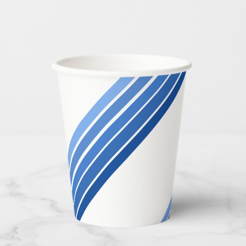 Paper Cup _ Shades of Blue Diagonal Stripes