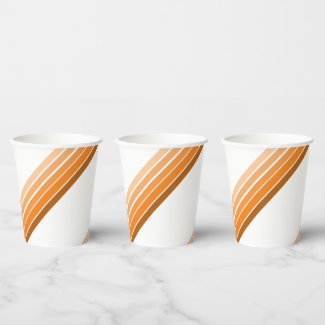 Paper Cup - Shades of Orange Diagonal Stripes