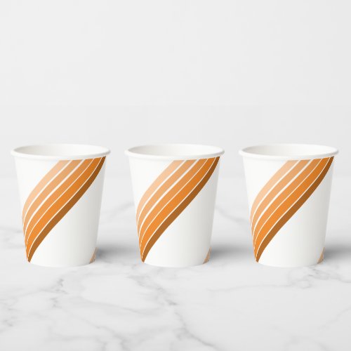 Paper Cup _ Shades of Orange Diagonal Stripes