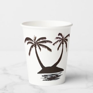 Paper Cup - Silhouette of Tropical Island 