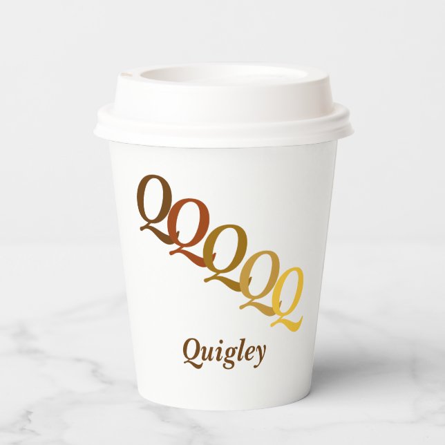 Paper Cup - Stepped Initials, Name in Browns (Back)