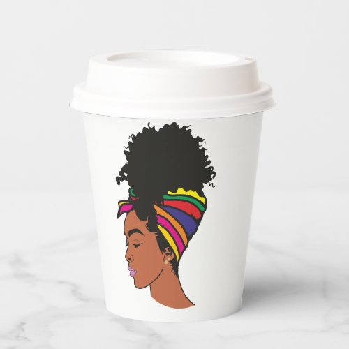 Paper Cup with Black womans face in color