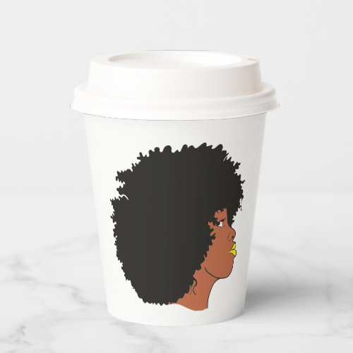 Paper Cup with Black women in profile  in color