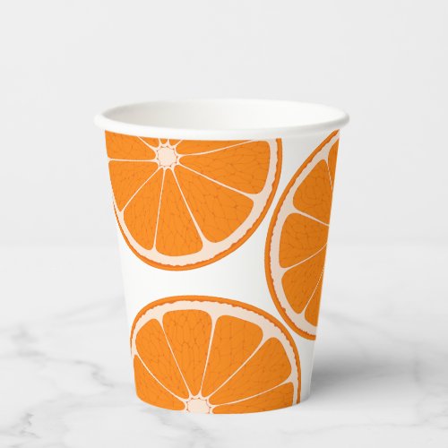 Paper cup with orange fruit decoration