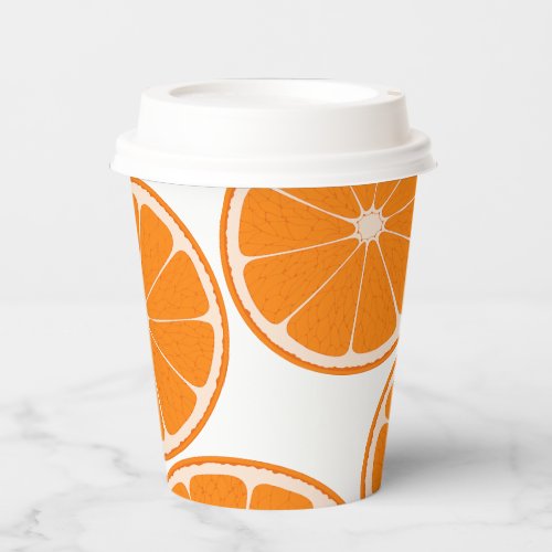 Paper cup with orange fruit decoration