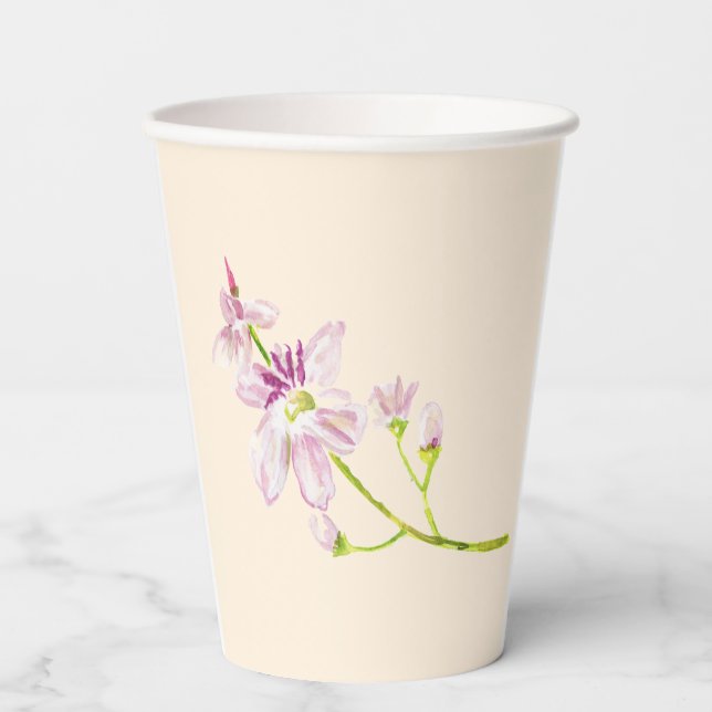 Paper cup with vanilla flower art  (Front)
