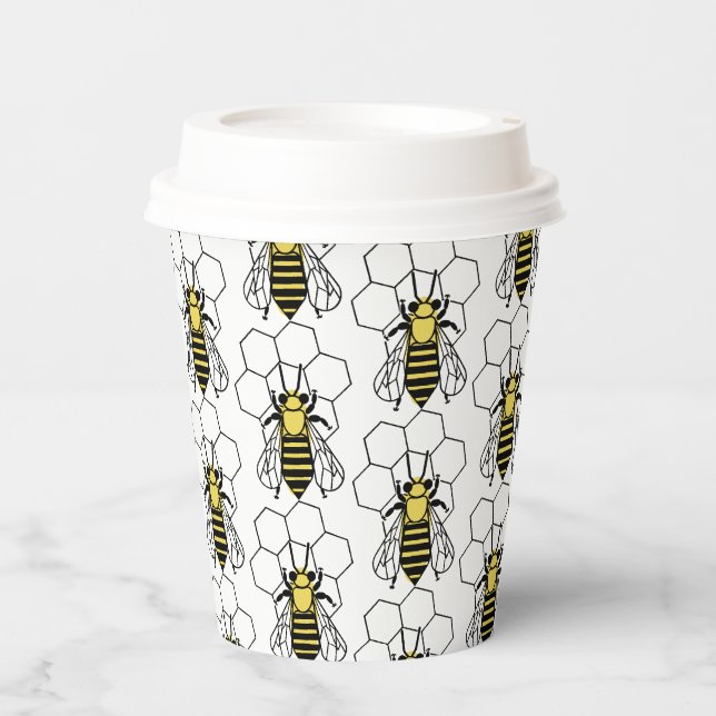 Paper Cup - Yellow and Black Bees  (Front)