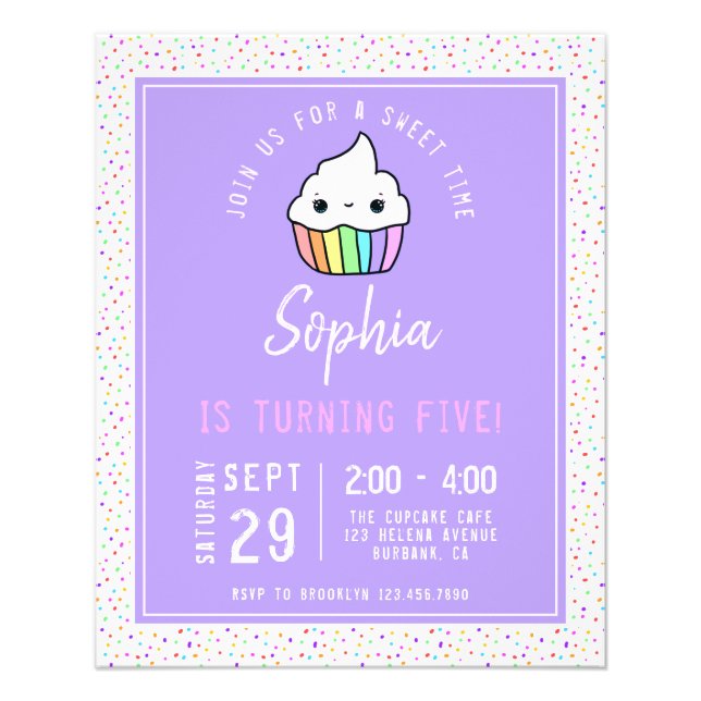 PAPER Cupcake Kid's Birthday Party Invitation (Front)